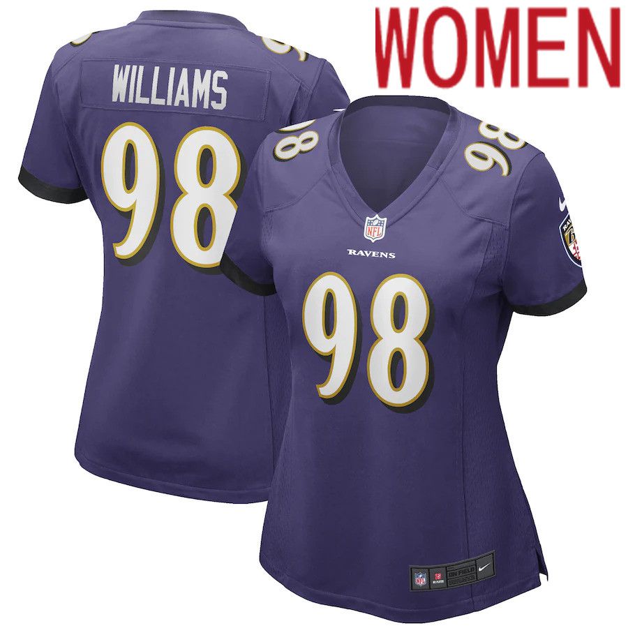 Women Baltimore Ravens #98 Brandon Williams Nike Purple Game NFL Jersey->customized nfl jersey->Custom Jersey